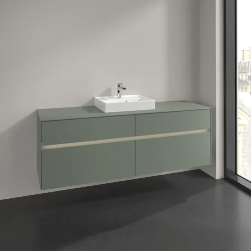 Bild von VILLEROY BOCH Collaro Waschbeckenunterschrank, mit Beleuchtung, 4 Auszüge, 1600 x 548 x 500 mm, Soft Green / Soft Green #C077B0AF