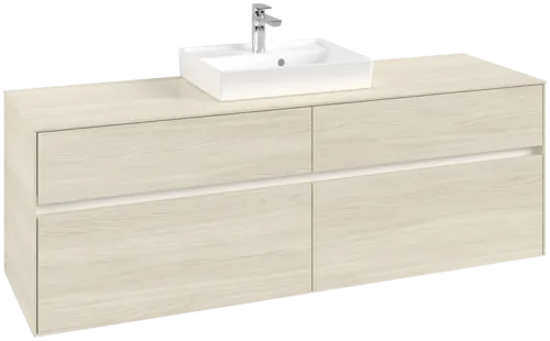 Picture of VILLEROY BOCH Collaro Vanity unit, with lighting, 4 pull-out compartments, 1600 x 548 x 500 mm, White Oak / White Oak #C077B0AA