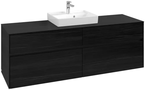 Picture of VILLEROY BOCH Collaro Vanity unit, with lighting, 4 pull-out compartments, 1600 x 548 x 500 mm, Black Oak / Black Oak #C077B0AB