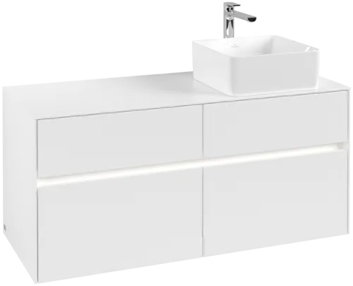 Obrázek VILLEROY BOCH Collaro toaletní skříňka, s osvětlením, 4 výsuvy, 1200 x 548 x 500 mm, bílá matná / bílá matná #C043B0MS