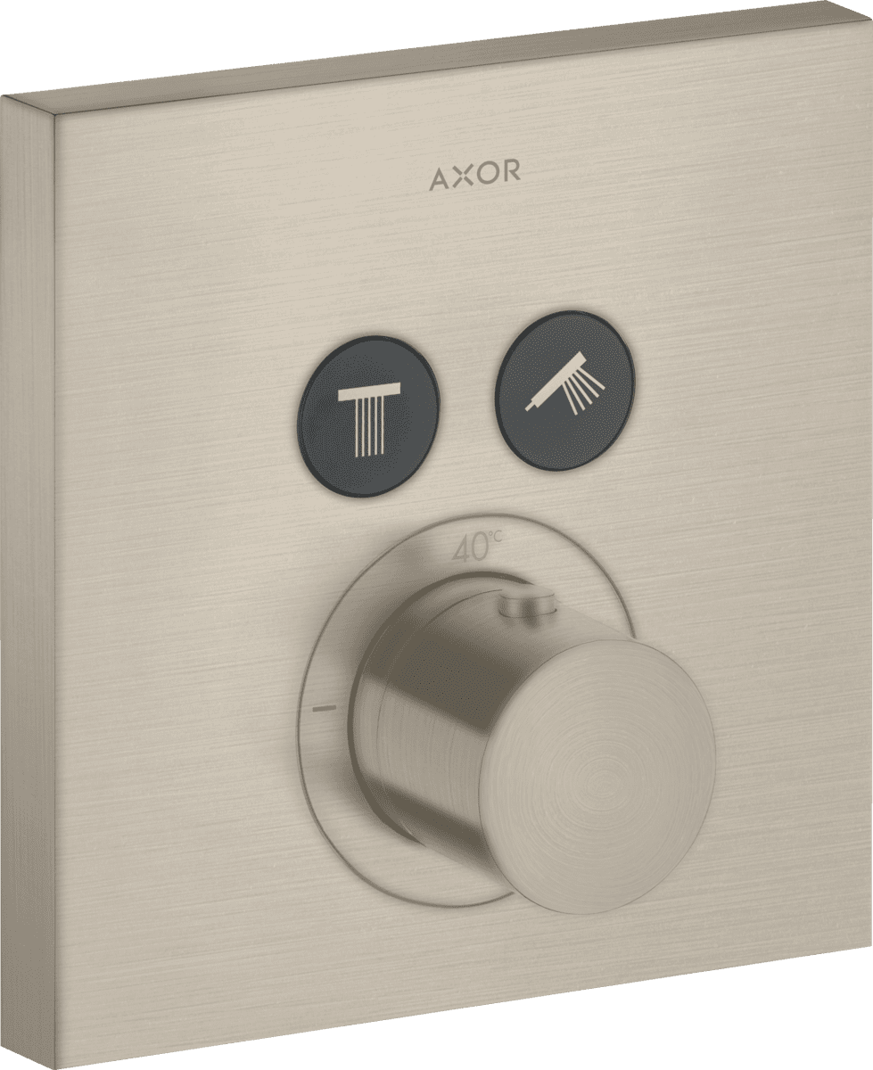 Obrázek HANSGROHE AXOR ShowerSolutions Termostat s podomítkovou instalací, hranatá verze, pro 2 spotřebiče #36715820 - kartáčovaný nikl
