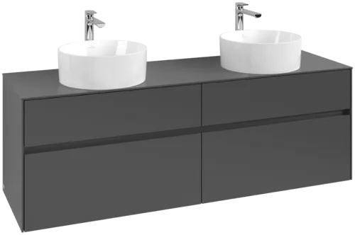 Picture of VILLEROY BOCH Collaro Vanity unit, with lighting, 4 pull-out compartments, 1600 x 548 x 500 mm, Graphite / Graphite #C052B0VR