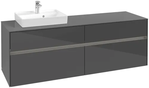 Picture of VILLEROY BOCH Collaro Vanity unit, with lighting, 4 pull-out compartments, 1600 x 548 x 500 mm, Glossy Grey / Glossy Grey #C078B0FP