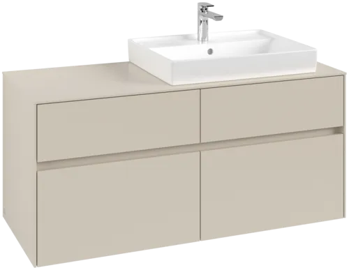 VILLEROY BOCH Collaro Vanity unit, with lighting, 4 pull-out compartments, 1200 x 548 x 500 mm, Cashmere Grey / Cashmere Grey #C083B0VN resmi