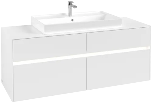 Picture of VILLEROY BOCH Collaro Vanity unit, with lighting, 4 pull-out compartments, 1400 x 548 x 500 mm, White Matt / White Matt #C088B0MS