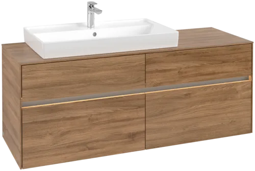 Picture of VILLEROY BOCH Collaro Vanity unit, with lighting, 4 pull-out compartments, 1400 x 548 x 500 mm, Oak Kansas #C089B0RH