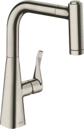 Bild von HANSGROHE Metris M71 Einhebel-Küchenmischer 220, Ausziehbrause, 2jet #14834800 - Edelstahl Finish