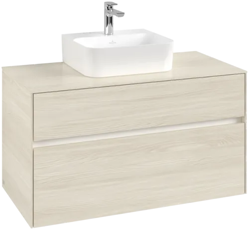 Picture of VILLEROY BOCH Collaro Vanity unit, with lighting, 2 pull-out compartments, 1000 x 548 x 500 mm, White Oak / White Oak #C094B0AA
