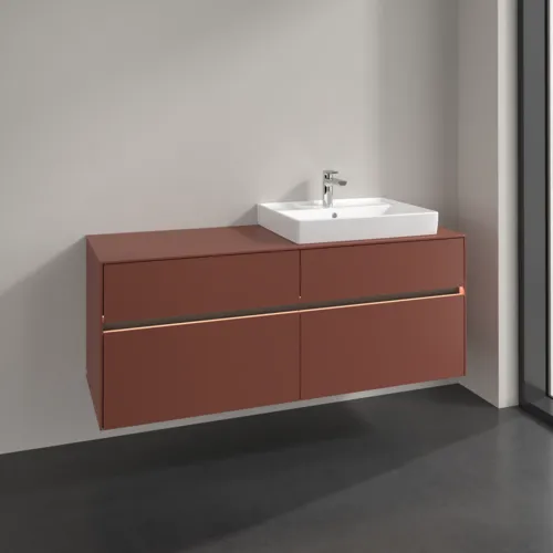 Bild von VILLEROY BOCH Collaro Waschbeckenunterschrank, mit Beleuchtung, 4 Auszüge, 1400 x 548 x 500 mm, Wine Red / Wine Red #C086B0AH