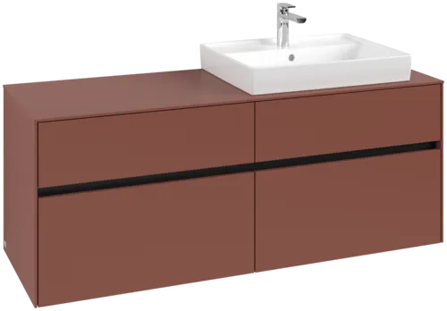 Picture of VILLEROY BOCH Collaro Vanity unit, with lighting, 4 pull-out compartments, 1400 x 548 x 500 mm, Wine Red / Wine Red #C086B0AH