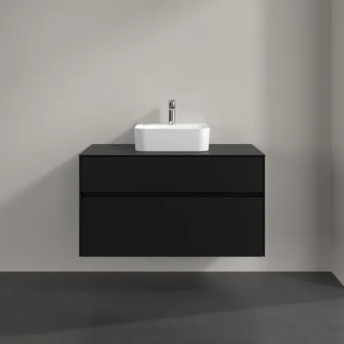Bild von VILLEROY BOCH Collaro Waschbeckenunterschrank, 2 Auszüge, 1000 x 548 x 500 mm, Volcano Black / Volcano Black #C09400VL