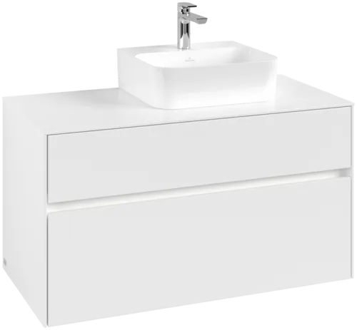 Obrázek VILLEROY BOCH Collaro toaletní skříňka, s osvětlením, 2 výsuvy, 1000 x 548 x 500 mm, bílá matná / bílá matná #C096B0MS
