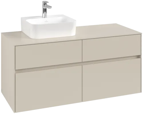 VILLEROY BOCH Collaro Vanity unit, with lighting, 4 pull-out compartments, 1200 x 548 x 500 mm, Cashmere Grey / Cashmere Grey #C098B0VN resmi