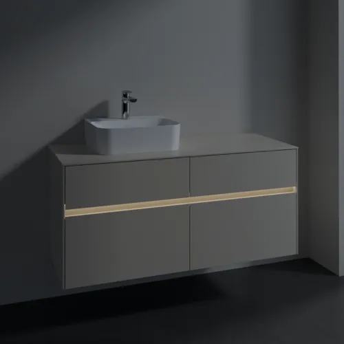 Bild von VILLEROY BOCH Collaro Waschbeckenunterschrank, mit Beleuchtung, 4 Auszüge, 1200 x 548 x 500 mm, Cashmere Grey / Cashmere Grey #C098B0VN