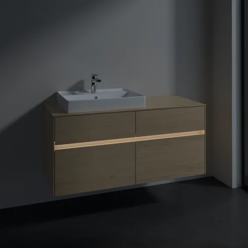 Bild von VILLEROY BOCH Collaro Waschbeckenunterschrank, mit Beleuchtung, 4 Auszüge, 1200 x 548 x 500 mm, Nordic Oak / Nordic Oak #C082B0VJ