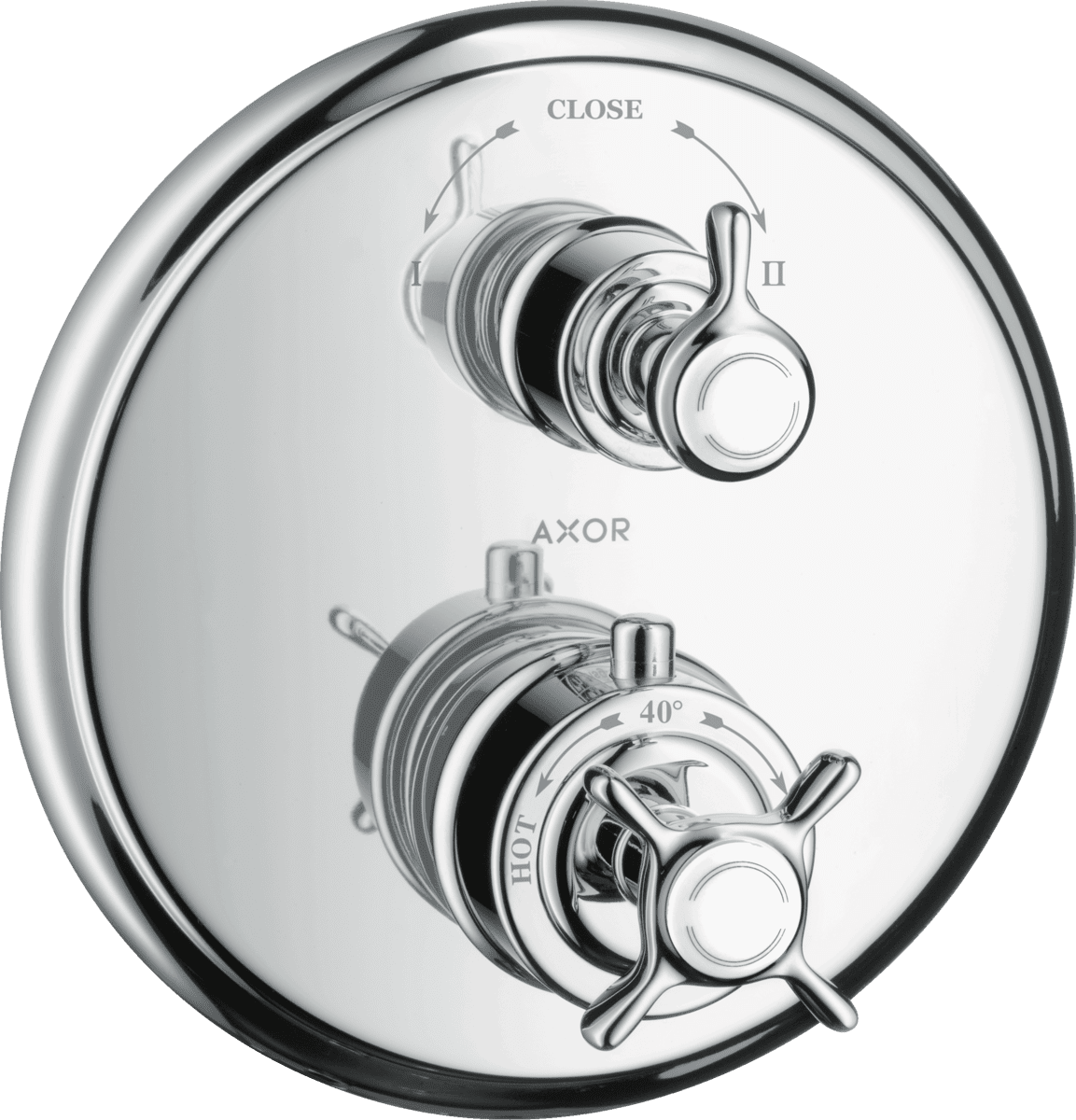 Bild von HANSGROHE AXOR Montreux Thermostat Unterputz mit Kreuzgriff und Ab- und Umstellventil #16820000 - Chrom