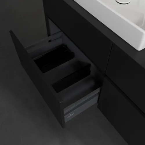 Bild von VILLEROY BOCH Collaro Waschbeckenunterschrank, mit Beleuchtung, 4 Auszüge, 1200 x 548 x 500 mm, Volcano Black / Volcano Black #C082B0VL