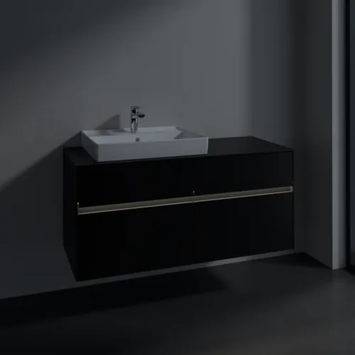 Bild von VILLEROY BOCH Collaro Waschbeckenunterschrank, mit Beleuchtung, 4 Auszüge, 1200 x 548 x 500 mm, Volcano Black / Volcano Black #C082B0VL