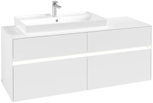 Picture of VILLEROY BOCH Collaro Vanity unit, with lighting, 4 pull-out compartments, 1400 x 548 x 500 mm, White Matt / White Matt #C089B0MS