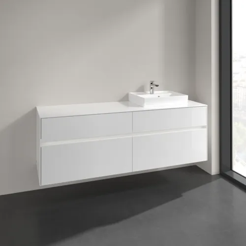 VILLEROY BOCH Collaro Waschbeckenunterschrank, mit Beleuchtung, 4 Auszüge, 1600 x 548 x 500 mm, Glossy White / Glossy White #C079B0DH, Bild 2