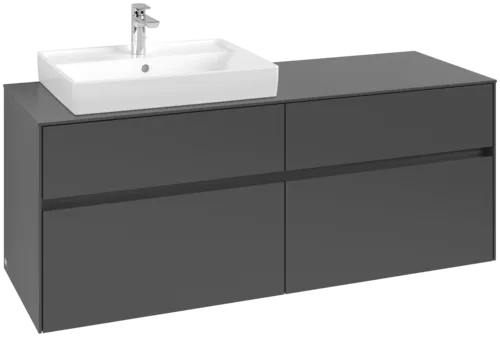 VILLEROY BOCH Collaro Vanity unit, 4 pull-out compartments, 1400 x 548 x 500 mm, Graphite / Graphite #C08500VR resmi