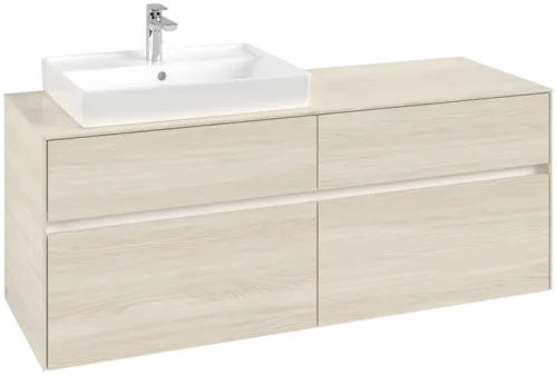 Picture of VILLEROY BOCH Collaro Vanity unit, with lighting, 4 pull-out compartments, 1400 x 548 x 500 mm, White Oak / White Oak #C085B0AA