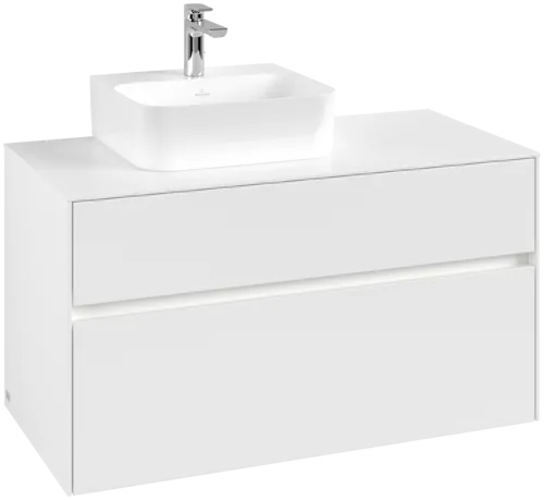 Obrázek VILLEROY BOCH Collaro toaletní skříňka, s osvětlením, 2 výsuvy, 1000 x 548 x 500 mm, bílá matná / bílá matná #C095B0MS