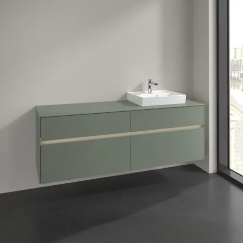Bild von VILLEROY BOCH Collaro Waschbeckenunterschrank, mit Beleuchtung, 4 Auszüge, 1600 x 548 x 500 mm, Soft Green / Soft Green #C079B0AF