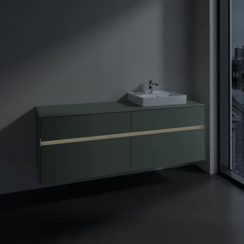 Bild von VILLEROY BOCH Collaro Waschbeckenunterschrank, mit Beleuchtung, 4 Auszüge, 1600 x 548 x 500 mm, Soft Green / Soft Green #C079B0AF