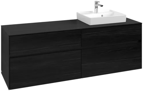 Picture of VILLEROY BOCH Collaro Vanity unit, with lighting, 4 pull-out compartments, 1600 x 548 x 500 mm, Black Oak / Black Oak #C079B0AB