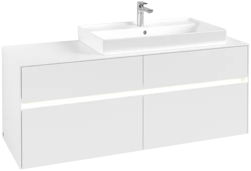 Picture of VILLEROY BOCH Collaro Vanity unit, with lighting, 4 pull-out compartments, 1400 x 548 x 500 mm, White Matt / White Matt #C090B0MS