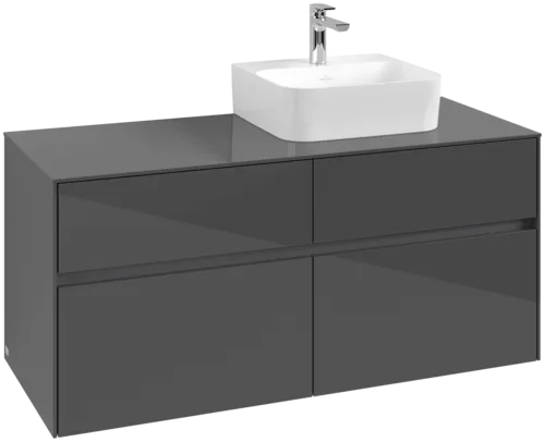 Picture of VILLEROY BOCH Collaro Vanity unit, 4 pull-out compartments, 1200 x 548 x 500 mm, Glossy Grey / Glossy Grey #C09900FP