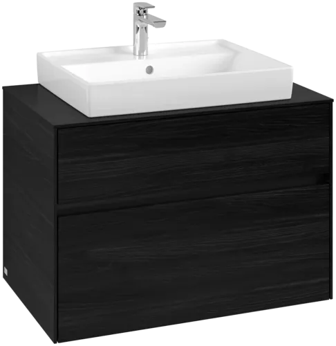 Picture of VILLEROY BOCH Collaro Vanity unit, with lighting, 2 pull-out compartments, 800 x 548 x 500 mm, Black Oak / Black Oak #C080B0AB