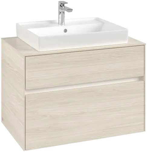 Picture of VILLEROY BOCH Collaro Vanity unit, with lighting, 2 pull-out compartments, 800 x 548 x 500 mm, White Oak / White Oak #C080B0AA