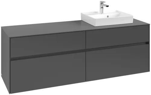 Picture of VILLEROY BOCH Collaro Vanity unit, 4 pull-out compartments, 1600 x 548 x 500 mm, Graphite / Graphite #C07900VR