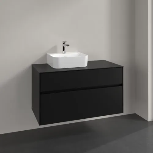 Bild von VILLEROY BOCH Collaro Waschbeckenunterschrank, 2 Auszüge, 1000 x 548 x 500 mm, Volcano Black / Volcano Black #C09500VL