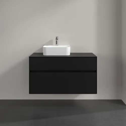 Bild von VILLEROY BOCH Collaro Waschbeckenunterschrank, 2 Auszüge, 1000 x 548 x 500 mm, Volcano Black / Volcano Black #C09500VL