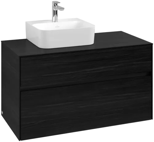 Picture of VILLEROY BOCH Collaro Vanity unit, with lighting, 2 pull-out compartments, 1000 x 548 x 500 mm, Black Oak / Black Oak #C095B0AB