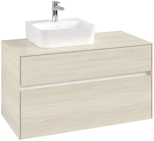 Picture of VILLEROY BOCH Collaro Vanity unit, with lighting, 2 pull-out compartments, 1000 x 548 x 500 mm, White Oak / White Oak #C095B0AA