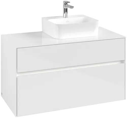 Obrázek VILLEROY BOCH Collaro toaletní skříňka, s osvětlením, 2 výsuvy, 1000 x 548 x 500 mm, lesklá bílá / lesklá bílá #C096B0DH