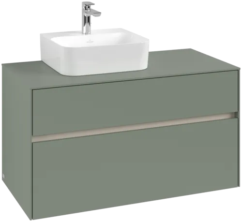 Picture of VILLEROY BOCH Collaro Vanity unit, with lighting, 2 pull-out compartments, 1000 x 548 x 500 mm, Soft Green / Soft Green #C095B0AF