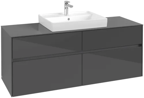 VILLEROY BOCH Collaro Vanity unit, 4 pull-out compartments, 1400 x 548 x 500 mm, Glossy Grey / Glossy Grey #C08400FP resmi