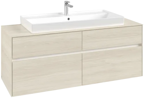 Picture of VILLEROY BOCH Collaro Vanity unit, with lighting, 4 pull-out compartments, 1400 x 548 x 500 mm, White Oak / White Oak #C092B0AA