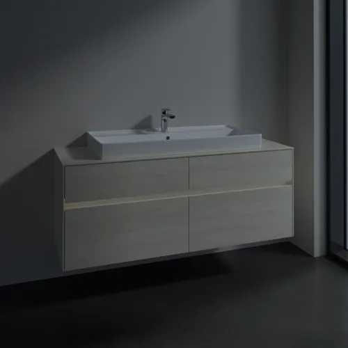 Bild von VILLEROY BOCH Collaro Waschbeckenunterschrank, mit Beleuchtung, 4 Auszüge, 1400 x 548 x 500 mm, White Oak / White Oak #C092B0AA