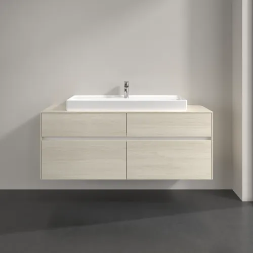 Bild von VILLEROY BOCH Collaro Waschbeckenunterschrank, mit Beleuchtung, 4 Auszüge, 1400 x 548 x 500 mm, White Oak / White Oak #C092B0AA