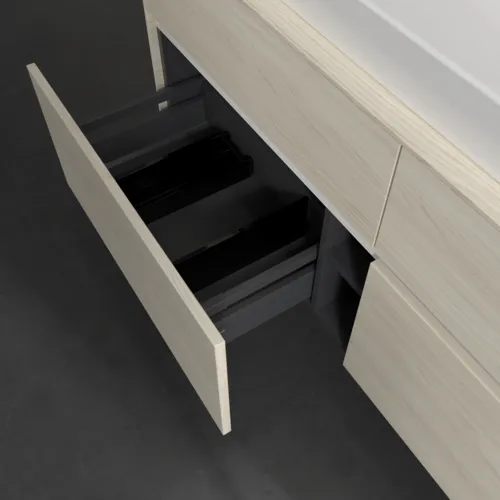 Bild von VILLEROY BOCH Collaro Waschbeckenunterschrank, mit Beleuchtung, 4 Auszüge, 1400 x 548 x 500 mm, White Oak / White Oak #C092B0AA