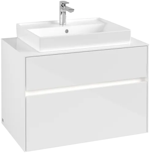 Obrázek VILLEROY BOCH Toaletní skříňka Collaro, s osvětlením, 2 výsuvy, 800 x 548 x 500 mm, lesklá bílá / lesklá bílá #C080B0DH