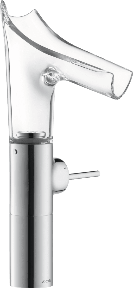 Picture of HANSGROHE AXOR Starck V Single lever basin mixer 220 with glass spout for wash bowls with waste set #12114000 - Chrome
