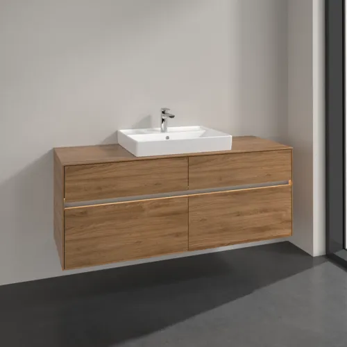 Bild von VILLEROY BOCH Collaro Waschbeckenunterschrank, mit Beleuchtung, 4 Auszüge, 1400 x 548 x 500 mm, Kansas Oak #C084B0RH