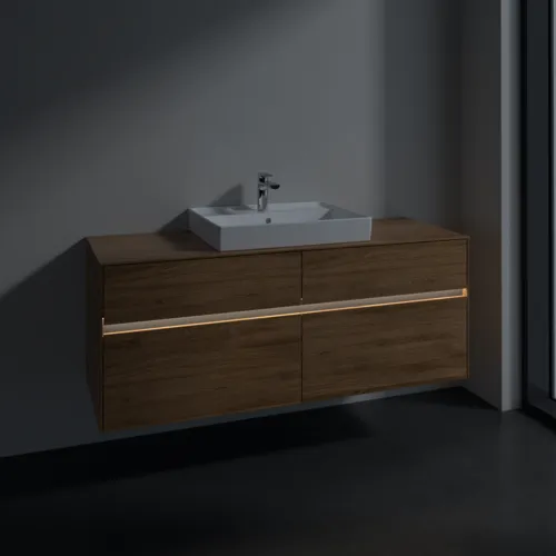 Bild von VILLEROY BOCH Collaro Waschbeckenunterschrank, mit Beleuchtung, 4 Auszüge, 1400 x 548 x 500 mm, Kansas Oak #C084B0RH